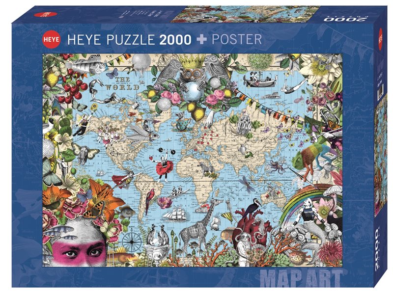 Pussel 2000bit Fine Art Map Quirky World