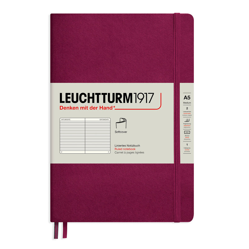 Anteckningsbok Leuchtturm1917 A5 Soft Linjerad Port Red