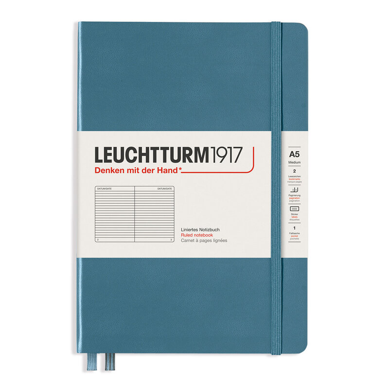 Leuchtturm Notebook A5 Hard Ruled Stone blue