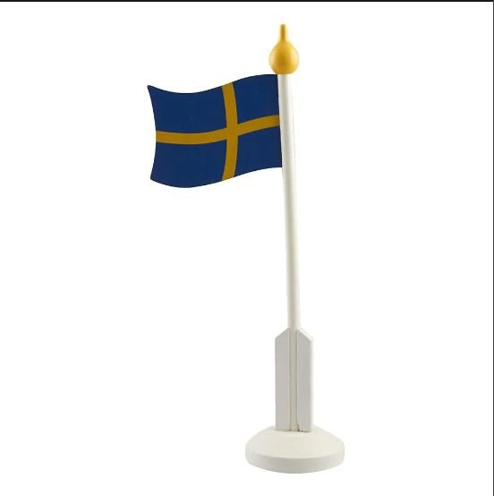 Träflagga med fot 37 cm svensk