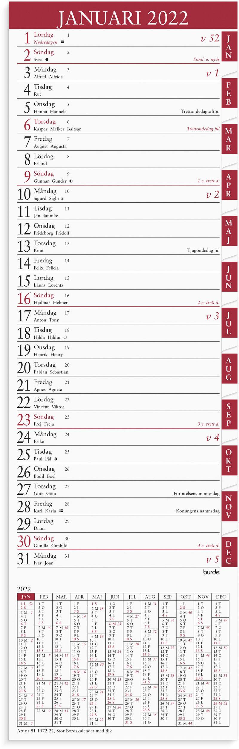 Stor Bordskalender med flik, FSC Mix
