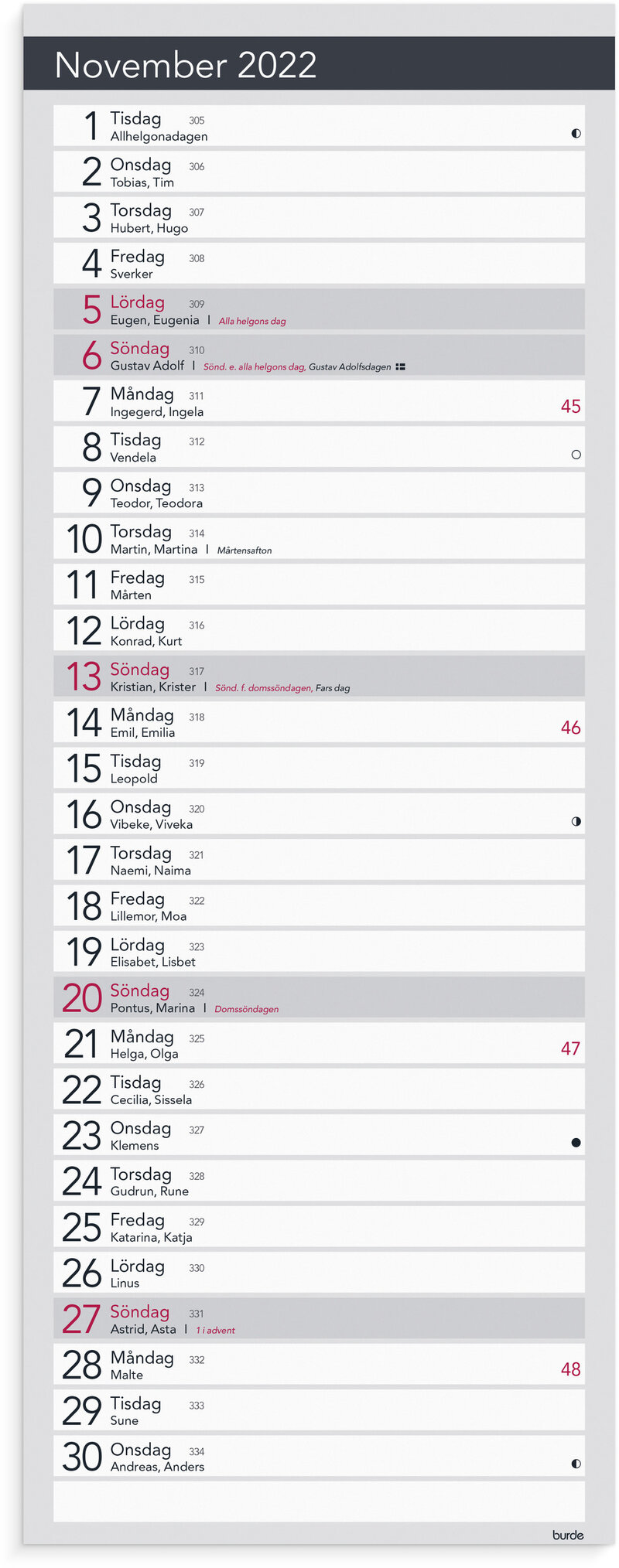 Liten Bordskalender Elegant, FSC Mix