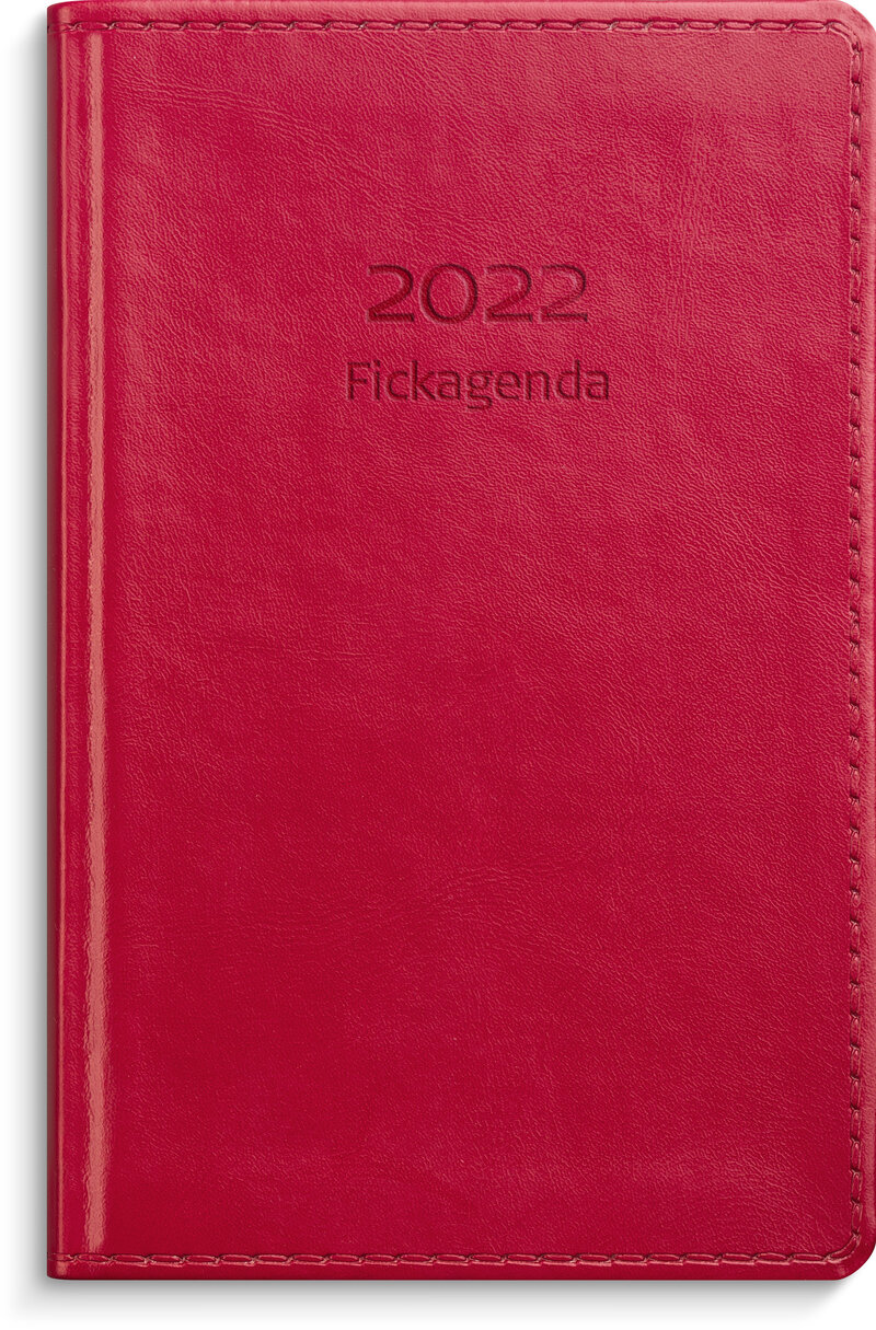 Fickagenda, rött konstläder